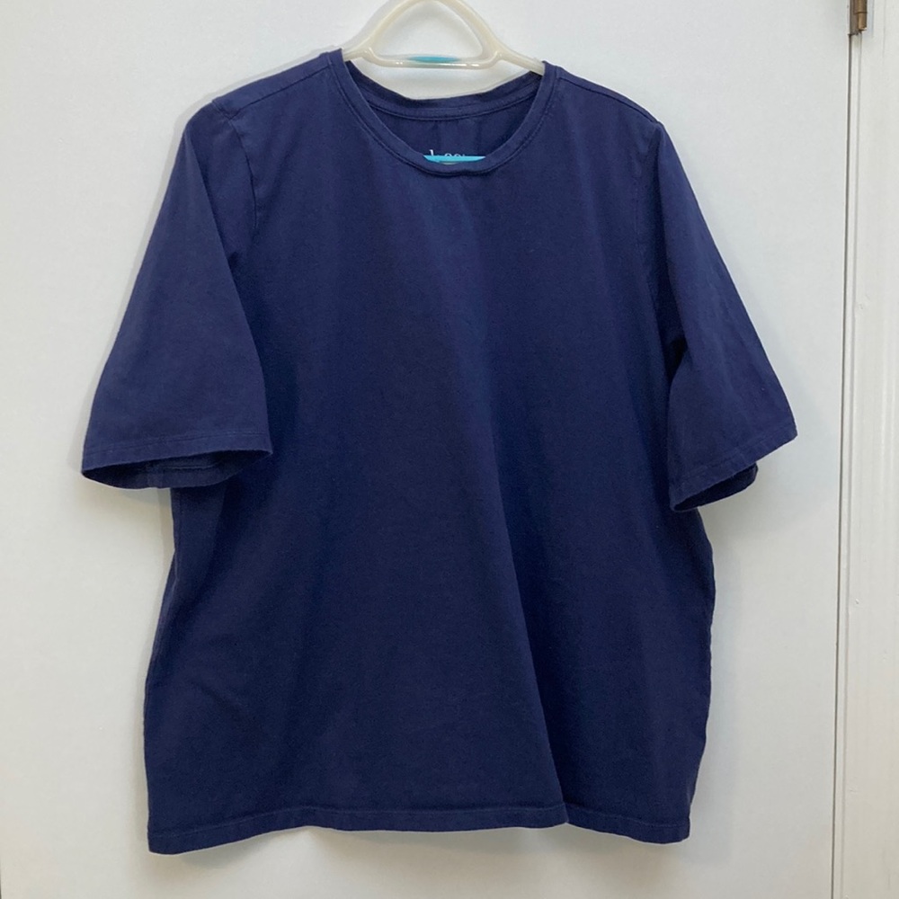 Denim & Co. Essentials True Cotton Jersey Elbow Sleeve Top 2X Navy